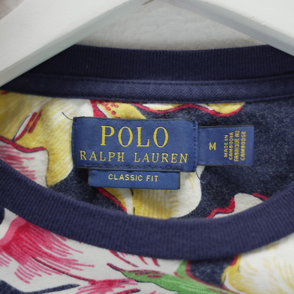 Polo Ralph Lauren Hibiscus Floral Pocket T-Shirt Mens Medium Navy Tropical‎ Pony - Picture 6 of 7